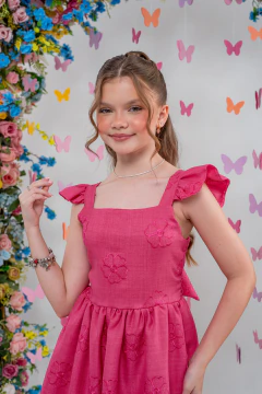 VESTIDO MARIAH LAISE PINK - Polly Kids
