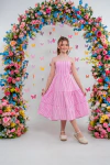 VESTIDO MIDI JERI LISTRA ROSA