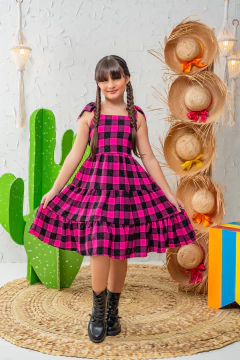 VESTIDO LAÍS XADREZ PINK BRILHO - comprar online