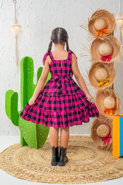 VESTIDO LAÍS XADREZ PINK BRILHO - loja online