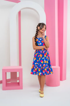 VESTIDO YARA BORBOLETA AZUL - Polly Kids