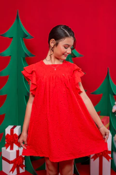 VESTIDO SOFIA LAISE VERMELHO - Polly Kids
