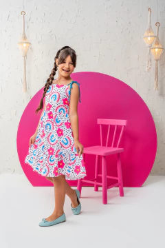 VESTIDO ÍSIS BRANCO ARCO-ÍRIS - Polly Kids