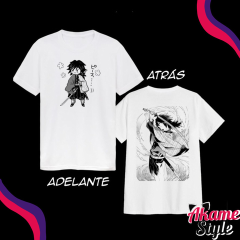 camiseta tomioka black & white - demon slayer
