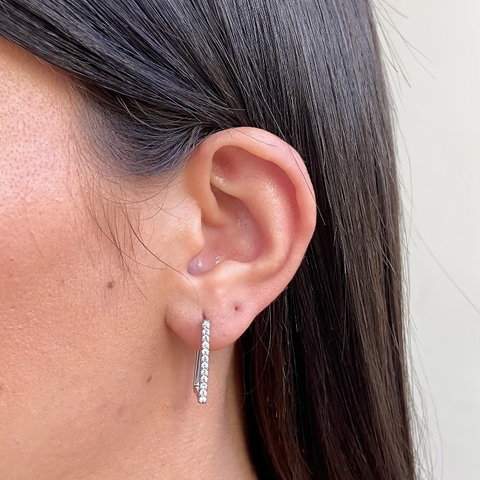 ARGOLA QUADRADA PRATA - CRAVEJADA - comprar online