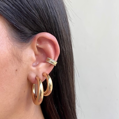 PIERCING FAKE ZIRCONIAS DUPLO - DOURADO