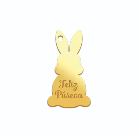 Tag Coelho Orelhinhas pra cima Feliz Páscoa Escrita Padrão - comprar online