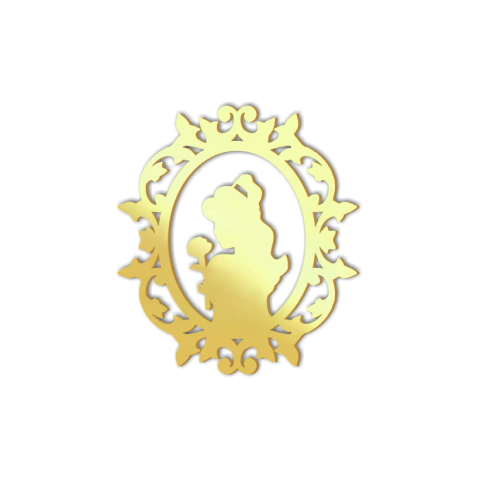 Mini Brasão Bela moldura Acrílico Espelhado (mod 5 Bela) Kit 10 unid