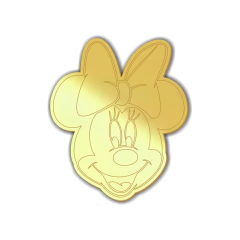 Aplique em acrílico espelhado dourado Minnie rosto - (ap- 139) Kit 10 unid