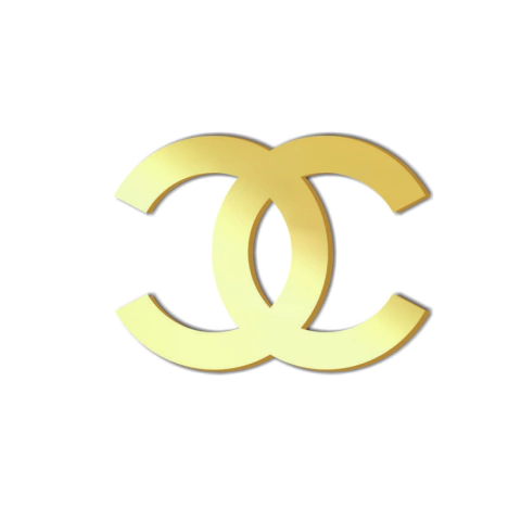 Aplique em acrílico espelhado dourado Grife Marca Famosa - Kit 10 unid