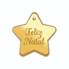 Tag Estrela 2,5 cm Feliz Natal padrão