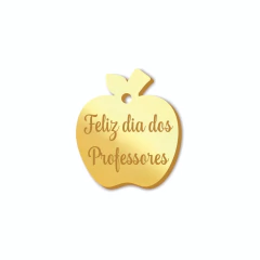 Tag Maça 2cm Acrílico Espelhado Feliz dia dos Professores - comprar online