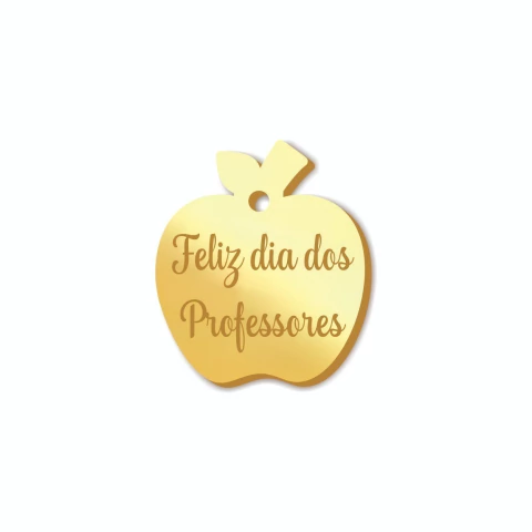 Tag Maça 2cm Acrílico Espelhado Feliz dia dos Professores - comprar online