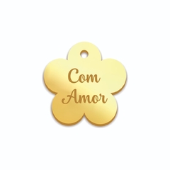 Tag Flor Com Amor 2cm em Acrílico Espelhado - comprar online
