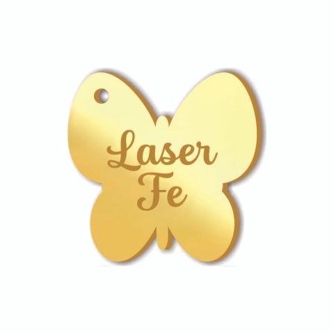Tag Borboleta Redondinha 2,5 cm Personalizado em Acrílico Espelhado