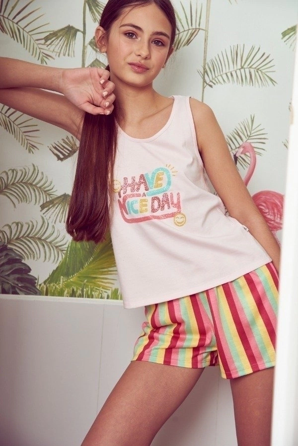 Pijama nena musculosa y short rosa 452-21 have a nice day Tutta La Frutta
