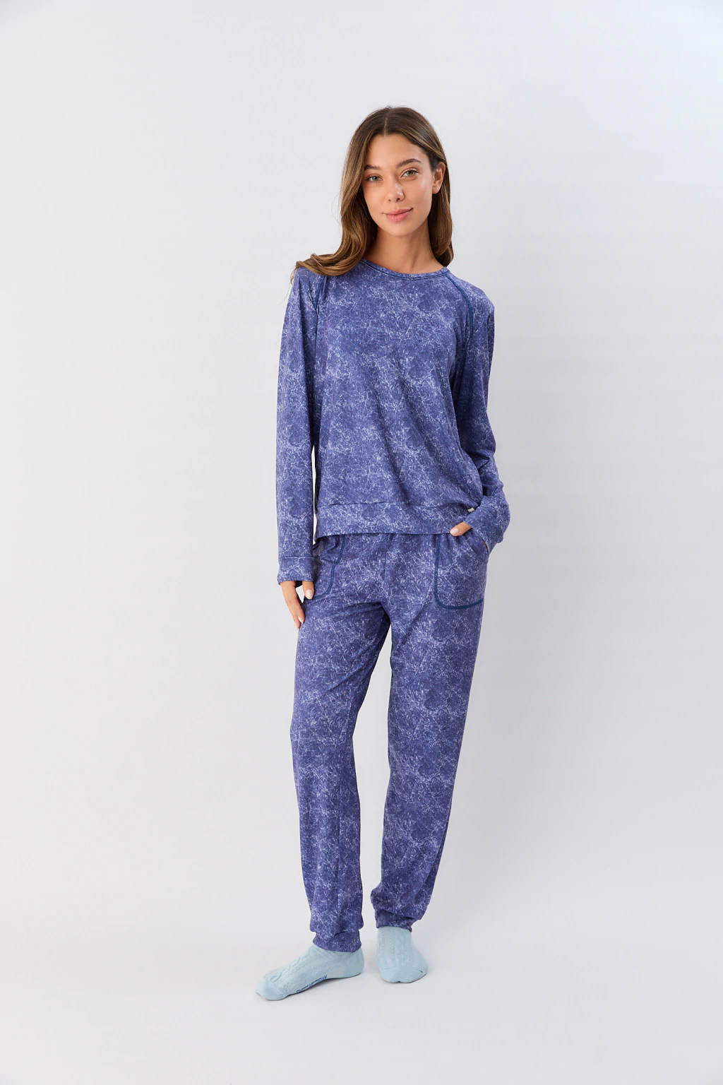 Pijama remera manga larga y pantalon Azul 663-25 Rebeca Sweet Victorian