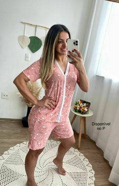 PIJAMA BOTÃO BERMUDA ROSA LOVE - comprar online