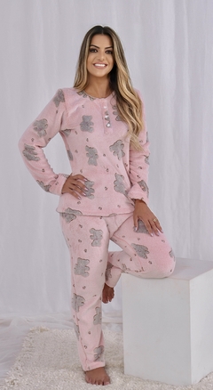 PIJAMA FLEECE ROSA BEBE URSO - comprar online