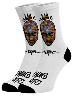 Meia Divertida e Colorida - 2 Pac Branca