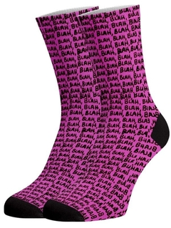 Meia Divertida e Colorida - Blá Blá Blá Pink