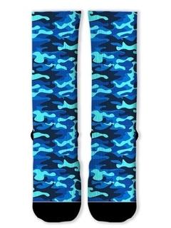 Meia Divertida e Colorida - Camuflada Azul - comprar online