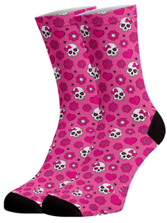Meia Divertida e Colorida - Caveirinhas Pink