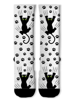 Meia Divertida e Colorida - Gato Preto PB - comprar online
