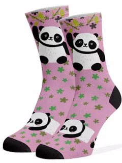 Meia Divertida e Colorida - Panda Rosa