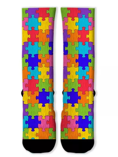 Meia Divertida e Colorida - Quebra Cabeça - comprar online