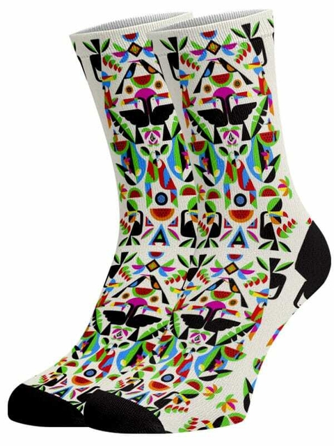 Meia Divertida e Colorida - Mosaico Branco - comprar online
