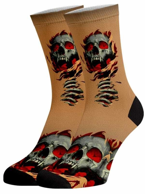 Meia Divertida e Colorida - Caveira Olhos Red - comprar online