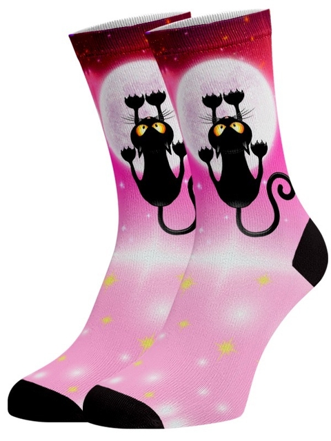 Meia Divertida e Colorida - Gato Lua Rosa