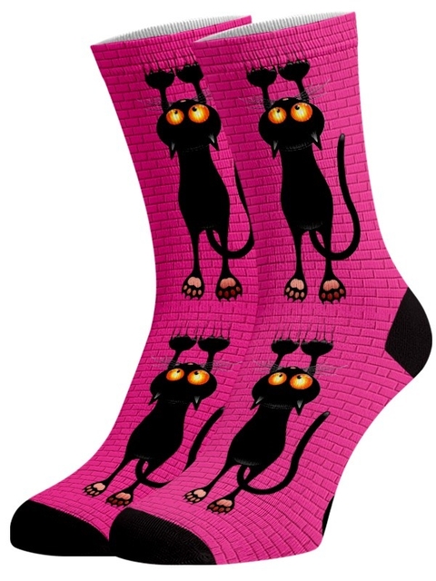 Meia Divertida e Colorida - Gato Arranha Rosa