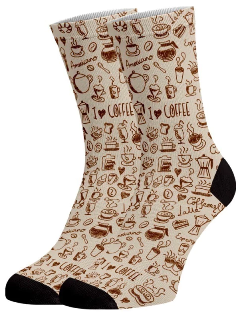 Meia Divertida e Colorida - Café elementos marron