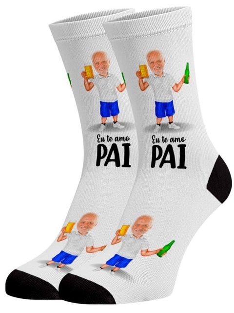 Meia Te Amo Pai - Personalizada com sua Arte!
