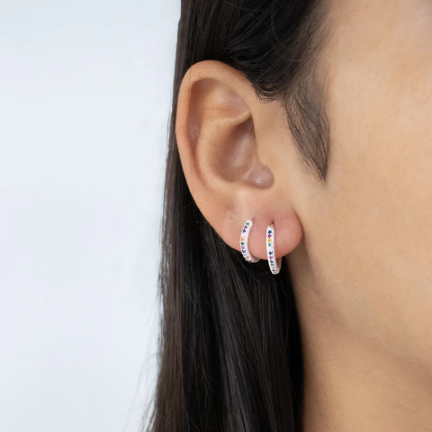 Kit 2 Argolinhas Zirconias Coloridas