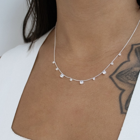 Choker Mini Zirconias Quadradas