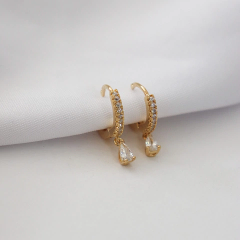 Argolinha Pingente Oval Zirconia