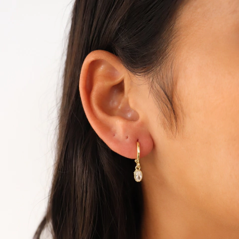 Argolinha Pingente Cristal Oval - comprar online