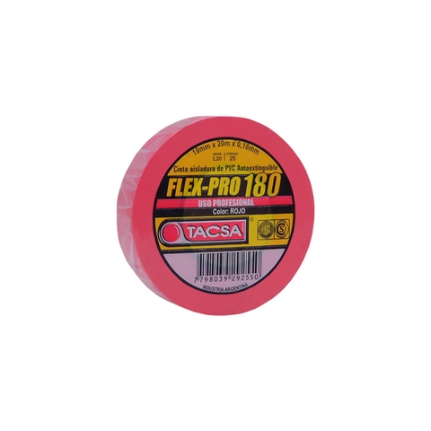 Cinta Aisladora Profesional Roja De Pvc 19Mm X 10M Tacsa