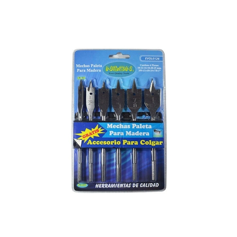 Juego De Mecha Paleta Para Madera En 6 Piezas Neon Evol0126