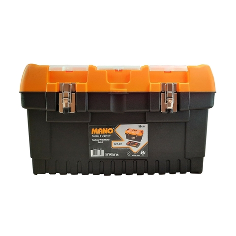 Caja De Herramientas Plástica 2 Cierres Metálicos 564X310X310Mm Mano Mt-22