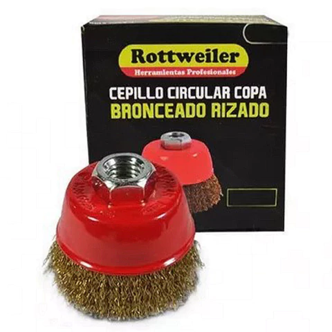 Cepillo copa bronceado rizado 100mm Rottweiler EVOL5102