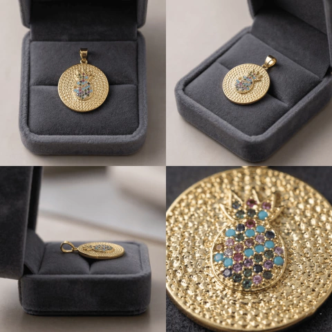Pingente Abacaxí (P) - Banhado a ouro 18k