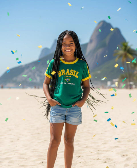 Camisa do Brasil Bordada Infantil Unissex na internet