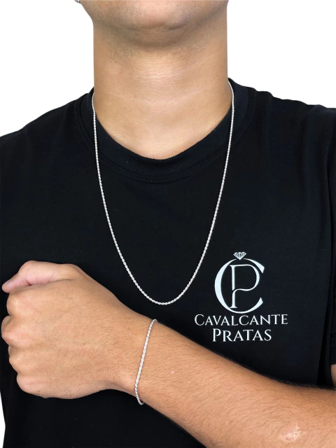 Conjunto Cordão Baiano 2mm - Prata 925 - comprar online