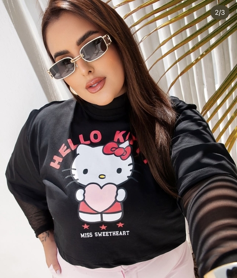 Cropped Over Preto Hello Kitty - comprar online