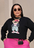 Cropped Manga Longa Preto Urso - loja online