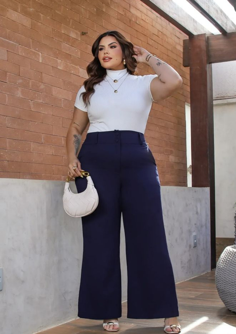 Calça Wide Leg Azul - comprar online